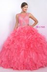 Discount Gorgeous Scoop Floor Length Ball Gowns Cap Sleeves Coral Red Quince Ball Gowns Lace Up
