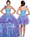 Discount Exceptional Three Piece Ball Gowns Vestidos de Quinceanera Multi-color One Shoulder Organza Sleeveless Floor Length Lace Up