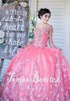 Discount Flare Watermelon Red Quinceanera Dress Military Ball and Sweet 16 and Quinceanera with Beading and Sequins Scoop Long Sleeves Lace Up
