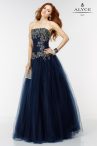 Discount Floor Length Lace Up Sweet 16 Dresses Navy Blue for Military Ball and Sweet 16 and Quinceanera with Appliques