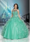 Discount Apple Green Scoop Backless Beading and Ruffles 15th Birthday Dress Sleeveless