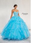 Discount Lovely Baby Blue Ball Gowns Lace and Ruffles Quince Ball Gowns Lace Up Sleeveless Floor Length
