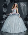 Discount Comfortable Grey Ball Gowns Tulle Scoop Cap Sleeves Appliques and Hand Made Flower Floor Length Lace Up Quinceanera Dresses