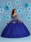 Discount Traditional Royal Blue Lace Up Straps Beading and Appliques 15 Quinceanera Dress Tulle Sleeveless