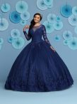 Discount Clearance Royal Blue Scoop Zipper Lace and Appliques Quinceanera Gown Long Sleeves