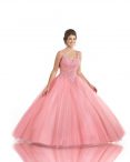 Discount New Style Pink Sleeveless Tulle Zipper 15th Birthday Dress for Military Ball and Sweet 16 and Quinceanera