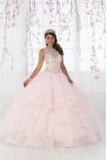 Discount Floor Length Baby Pink Sweet 16 Dresses Tulle Sleeveless Beading and Ruffles