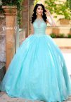 Discount Aqua Blue Ball Gowns Tulle Bateau Sleeveless Beading Floor Length Lace Up Quinceanera Dresses
