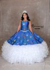 Discount New Style Blue And White Sleeveless Beading and Embroidery Lace Up Vestidos de Quinceanera
